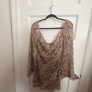 12th Tribe Brown Zebra Print Mini Dress